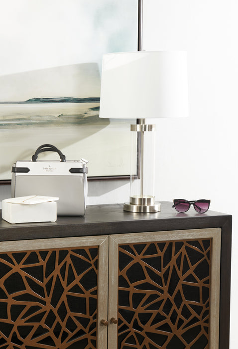 Abella 24\" Brushed Steel Table Lamp with USB Charging