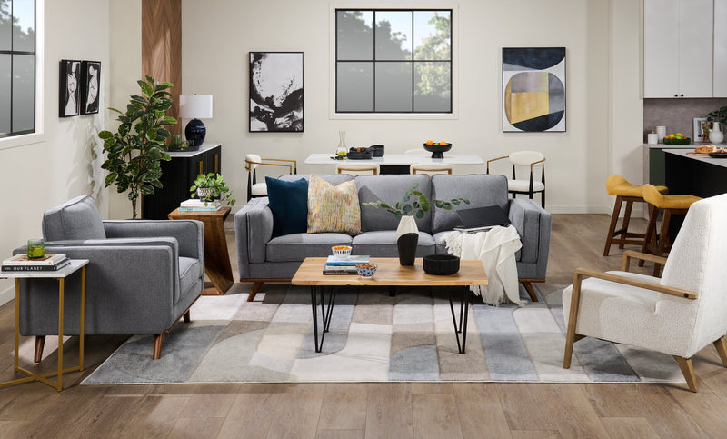 Adley 28\" Chenille Fabric Accent Chair with Wood Armrests and Legs - Alabaster White