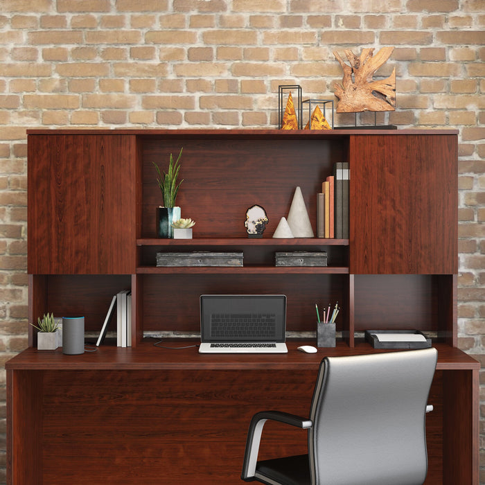 Affirm 71.10\" Commercial Grade Storage Hutch with 2 Cabinets - Classic Cherry