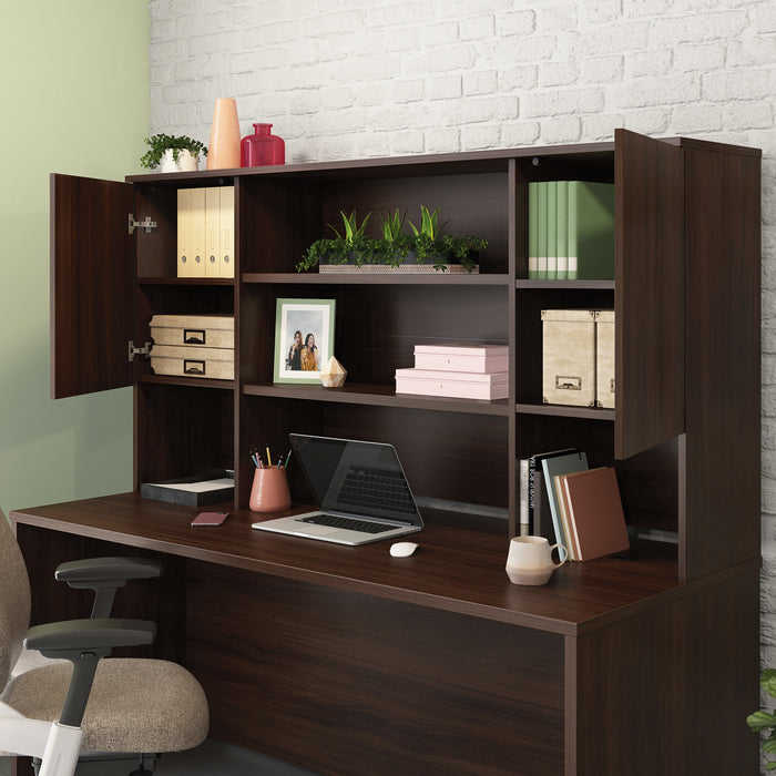 Affirm 71.10\" Commercial Grade Storage Hutch with 2 Cabinets - Noble Elm