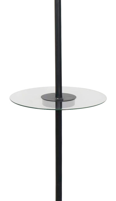 Kort & Co. Alban 26\" Black Floor Lamp with USB Charging and Built-in Side Table