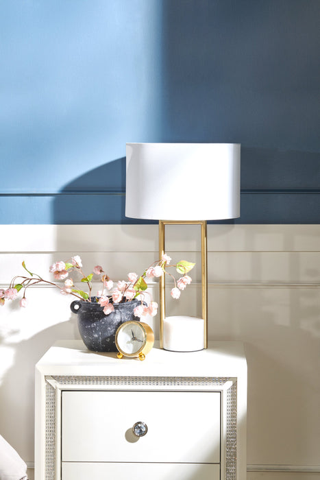Alexis 26\" Antiqued-Brass and Stone Table Lamp