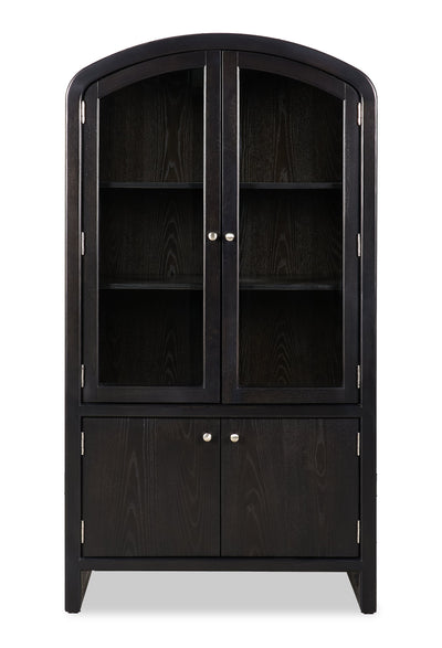 Alma Dining Curio Cabinet with Storage, 42"W x 78"H - Charcoal Black | Armoire vitrée de salle à manger Alma, 42 po (L) x 78 po (H), avec rangement - anthracite noir