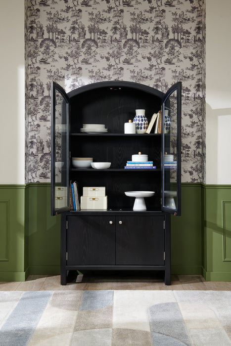 Alma Dining Curio Cabinet with Storage, 42\"W x 78\"H - Charcoal Black