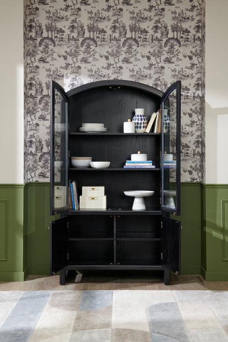 Alma Dining Curio Cabinet with Storage, 42\"W x 78\"H - Charcoal Black