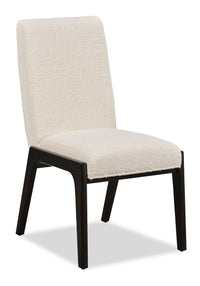 Alma Dining Chair with Boucle Fabric - Charcoal Black & White 