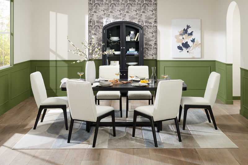 Alma Dining Chair with Boucle Fabric - Charcoal Black & White