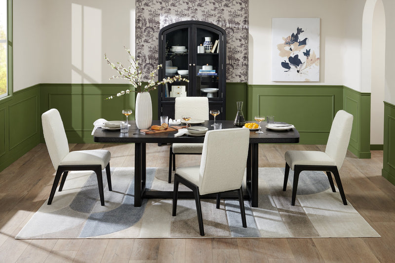 Alma Dining Table with Trestle Base, 86\"W - Charcoal Black