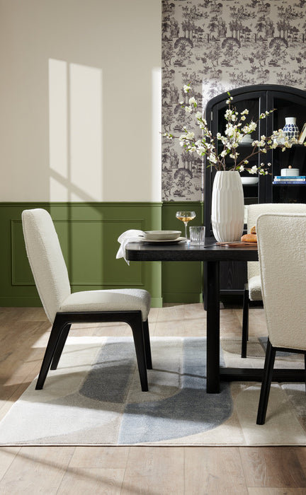 Alma Dining Chair with Boucle Fabric - Charcoal Black & White