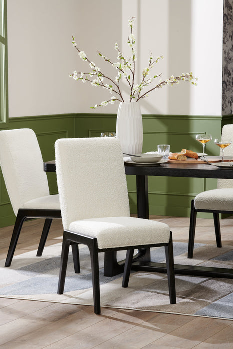 Alma Dining Chair with Boucle Fabric - Charcoal Black & White