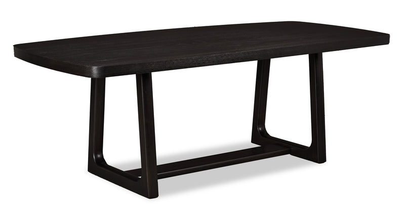 Alma Dining Table with Trestle Base, 86\"W - Charcoal Black