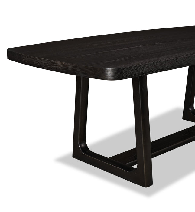Alma Dining Table with Trestle Base, 86\"W - Charcoal Black
