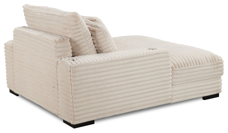 Alto 58\" Ultra Plush Faux Fur Fabric Chaise Lounge with Dual Cupholders and USB Port - Taupe