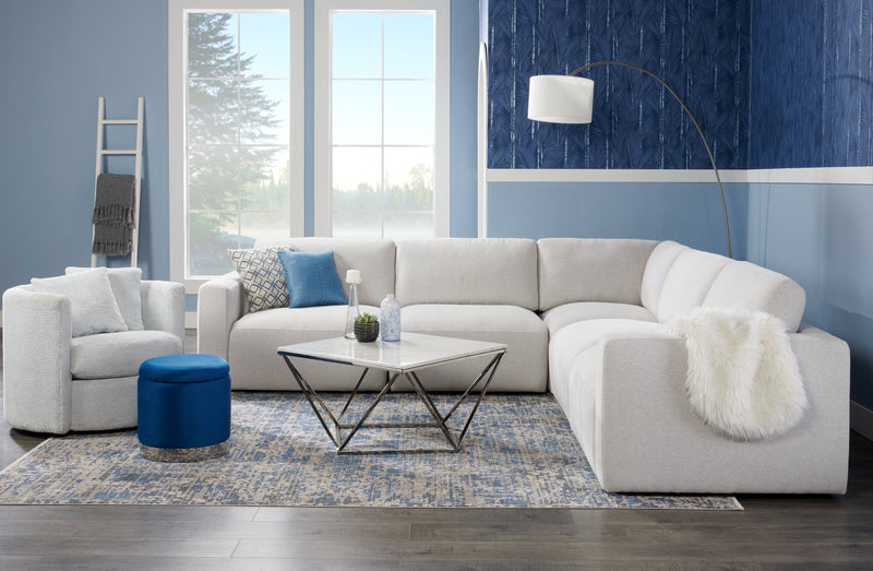 Amanda 31.5\" Modern Square Coffee Table - White Marble Top with Chrome Metal Base