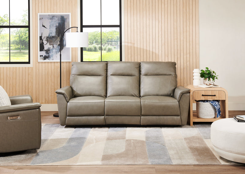 Chateau d’Ax Angelo 84.25\" Genuine Leather Power Reclining Sofa with Power Headrests - Grey