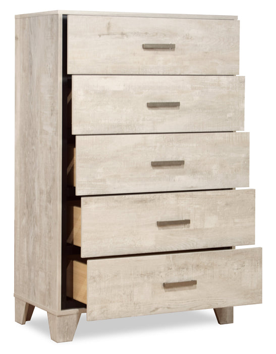 Arbor Bedroom Chest of Drawers, 5-Drawer, 31.5\"W x 48.4\"H - Driftwood White