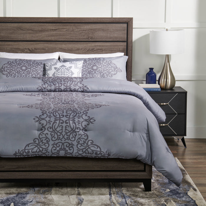 Arista 4-Piece King Comforter Set - Grey