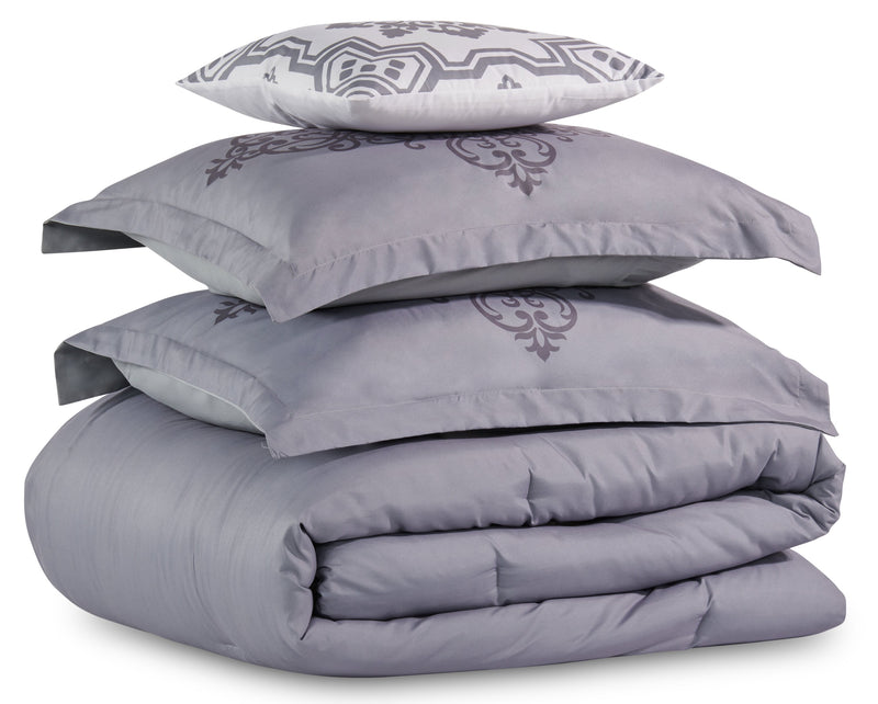 Arista 4-Piece King Comforter Set - Grey