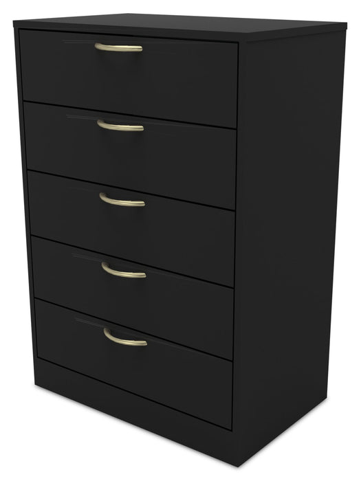 Arlo Bedroom Chest of Drawers, 5-Drawer, 23.6\"W x 36.2\"H, Made in Canada - Black
