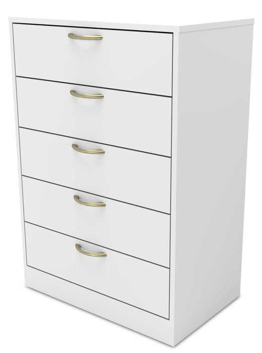 Arlo Bedroom Chest of Drawers, 5-Drawer, 23.6\"W x 36.2\"H, Made in Canada - White