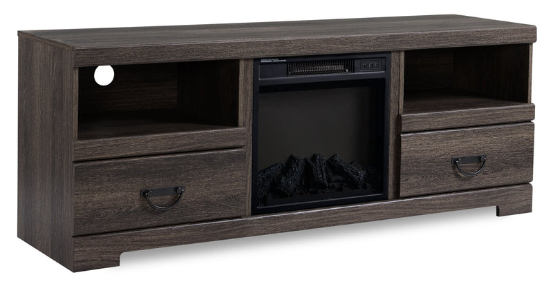 Asher 60\" Rustic Electric Fireplace TV Stand with Storage & Cable Management for TVs up to 65\"- Brown Oak
