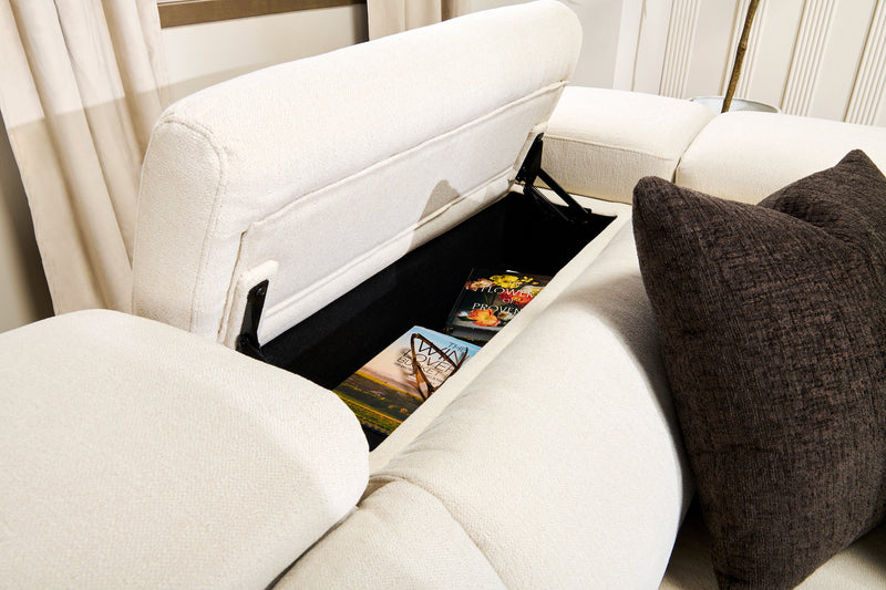 Cindy Crawford Home Aspen 5-Piece Power Reclining Sectional with Adjustable Headrests and USB Port - Alabaster