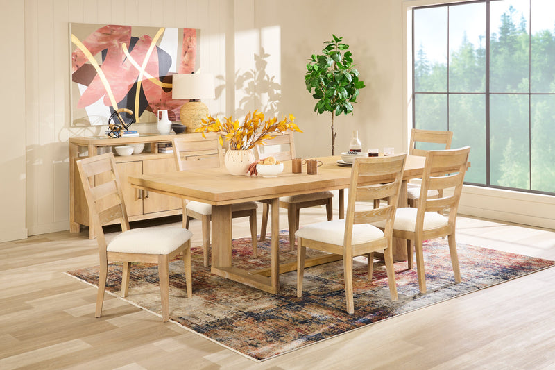 Aspen Dining Chair with Fabric Seat, Slat-Back - Natural
