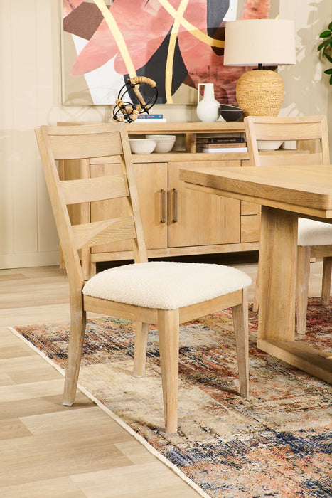 Aspen Dining Chair with Fabric Seat, Slat-Back - Natural