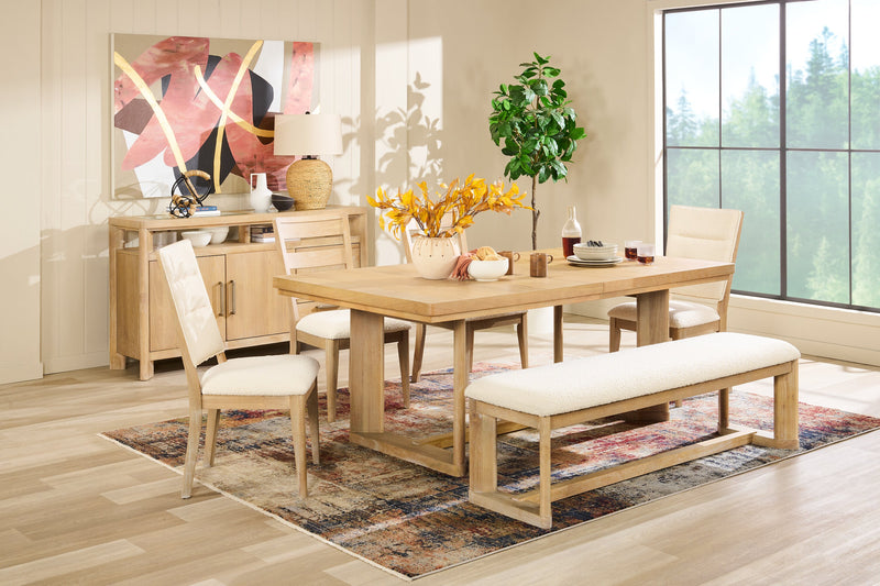 Aspen Dining Table with 80-104\" Extension, Trestle Base - Natural