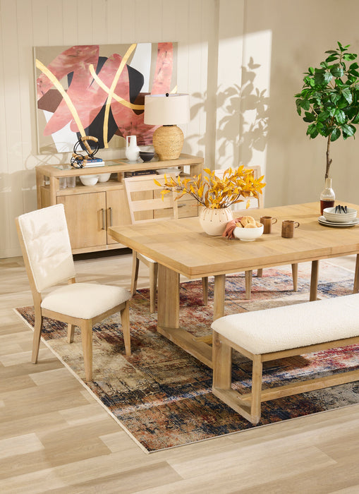 Aspen Dining Table with 80-104\" Extension, Trestle Base - Natural