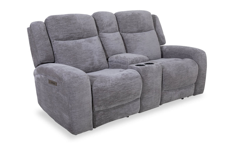 Atlantis 79\" Fabric Zero Gravity Power Reclining Loveseat with Storage Console and USB Ports - Dove Grey