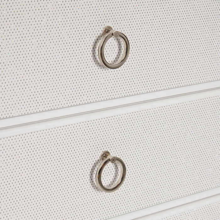 Ava Bedroom Chest of Drawers with LED Light, 5-Drawer, 40.5\"W x 54.1\"H, Glam - White