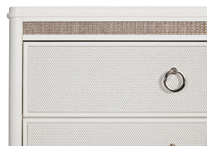 Ava Bedroom 7-Drawer Dresser with LED Light, 67\"W x 39\"H, Glam - White