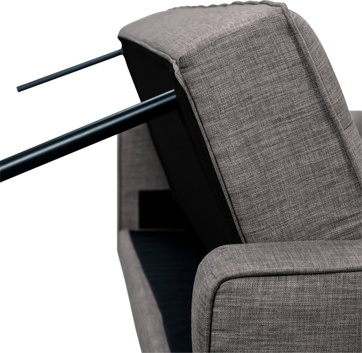 Avery 81.5\" Linen-Look Fabric Klik Klak Futon with Tufting and Two Armrest Pillows - Grey