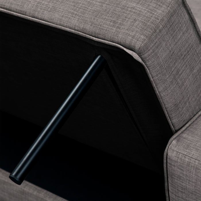 Avery 81.5\" Linen-Look Fabric Klik Klak Futon with Tufting and Two Armrest Pillows - Grey