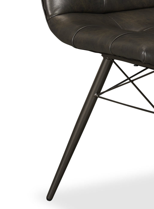 Avis Dining Chair with Vegan Leather Fabric, Metal - Black