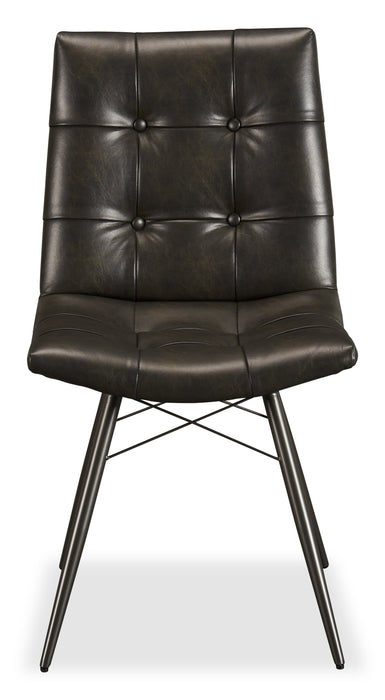 Avis Dining Chair with Vegan Leather Fabric, Metal - Black