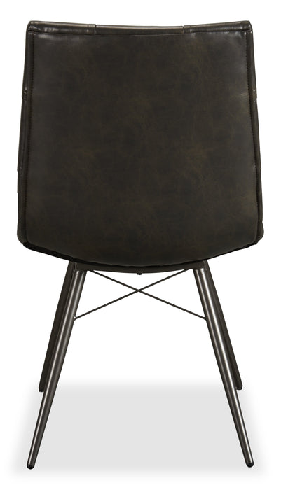 Avis Dining Chair with Vegan Leather Fabric, Metal - Black