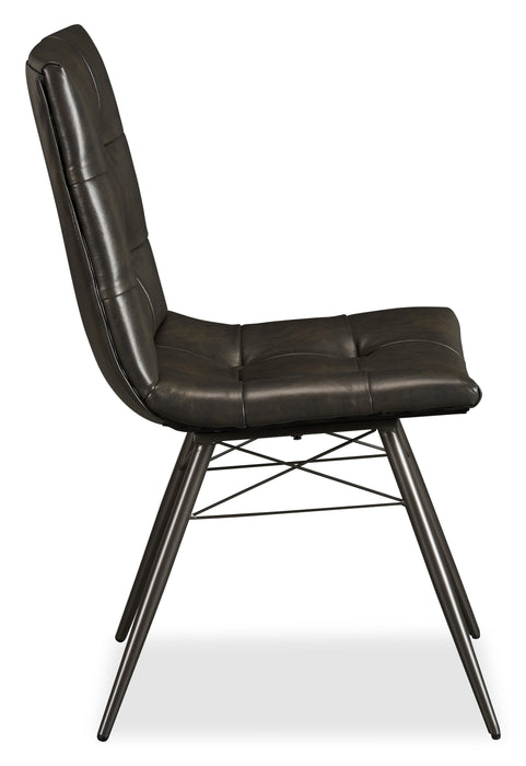 Avis Dining Chair with Vegan Leather Fabric, Metal - Black