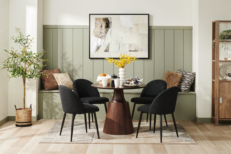 Bali Dining Chair with Boucle Fabric, Metal - Black