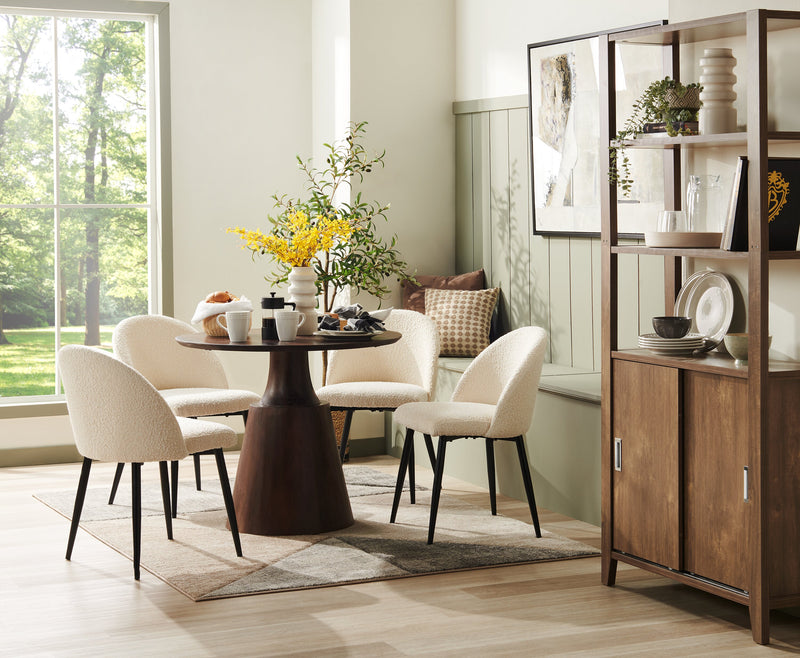 Bali Dining Chair with Boucle Fabric, Metal - Taupe