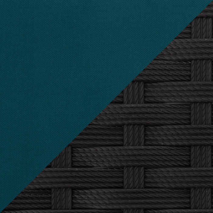 Barbados Outdoor Patio Ottoman - Hand-Woven Resin Wicker, UV & Weather Resistant - Black/Blue