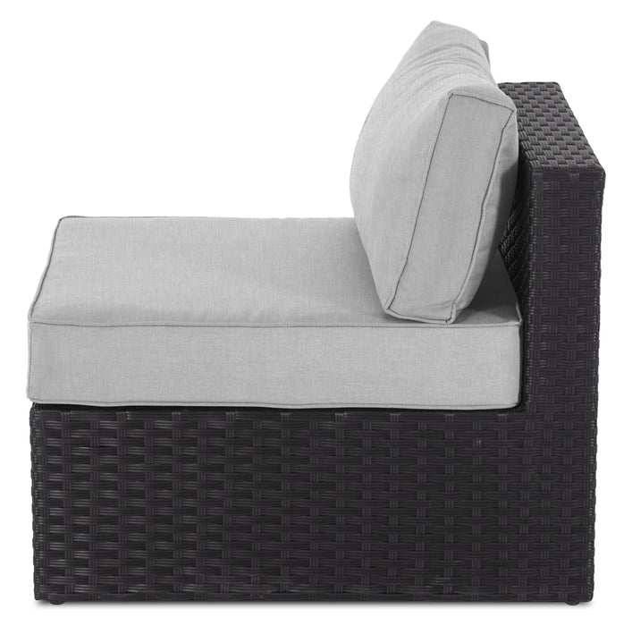 Barbados Armless Outdoor Patio Chair - Hand-Woven Resin Wicker, UV & Weather Resistant - Black/Grey