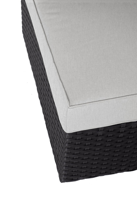 Barbados Corner Outdoor Patio Chair - Hand-Woven Resin Wicker, UV & Weather Resistant - Black/Grey