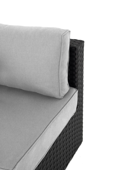 Barbados Corner Outdoor Patio Chair - Hand-Woven Resin Wicker, UV & Weather Resistant - Black/Grey