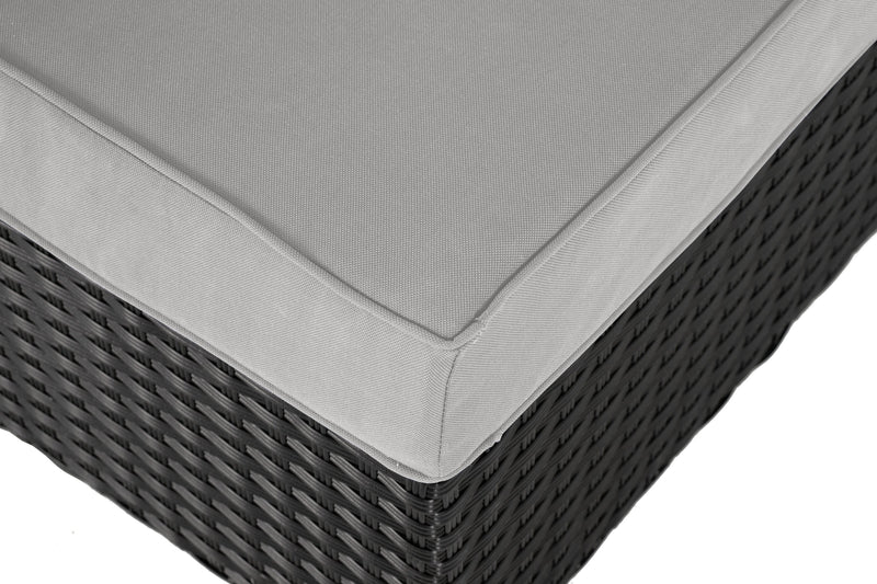 Barbados Corner Outdoor Patio Chair - Hand-Woven Resin Wicker, UV & Weather Resistant - Black/Grey