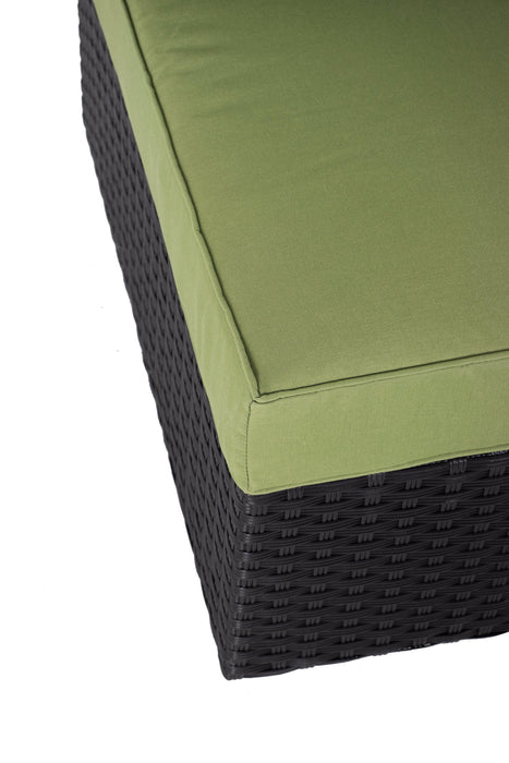 Barbados Armless Outdoor Patio Chair - Hand-Woven Resin Wicker, UV & Weather Resistant - Black/Green