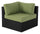 ["Barbados Corner Outdoor Patio Chair - Hand-Woven Resin Wicker, UV & Weather Resistant - Black/Green"]