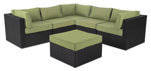 Barbados 6-Piece Patio Set with Ottoman – Green  