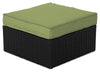 Barbados Outdoor Patio Ottoman - Hand-Woven Resin Wicker, UV & Weather Resistant - Black/Green